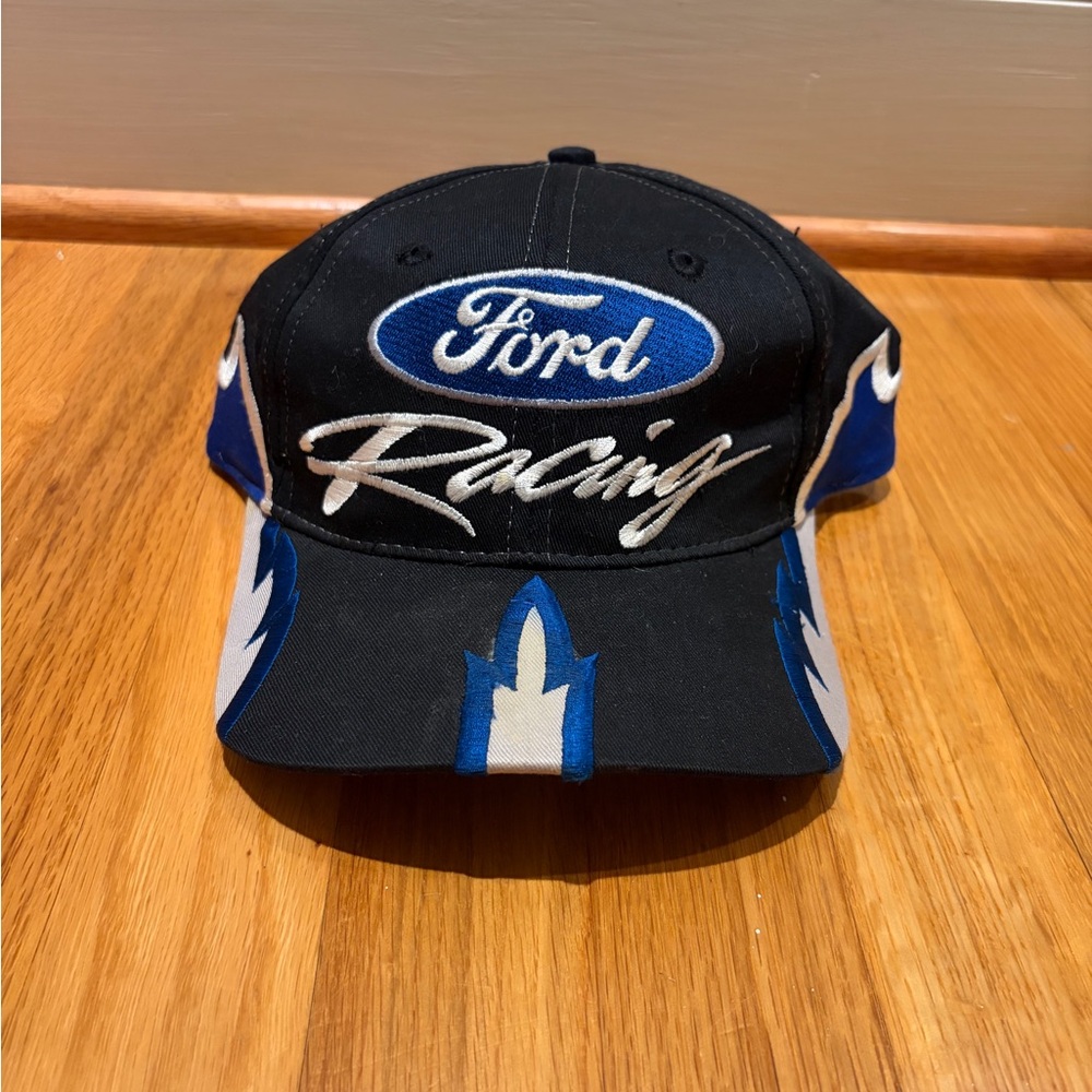 Like New Vintage 90s Y2K Ford Racing Embroidered Sharktooth Snap Back Hat Cap